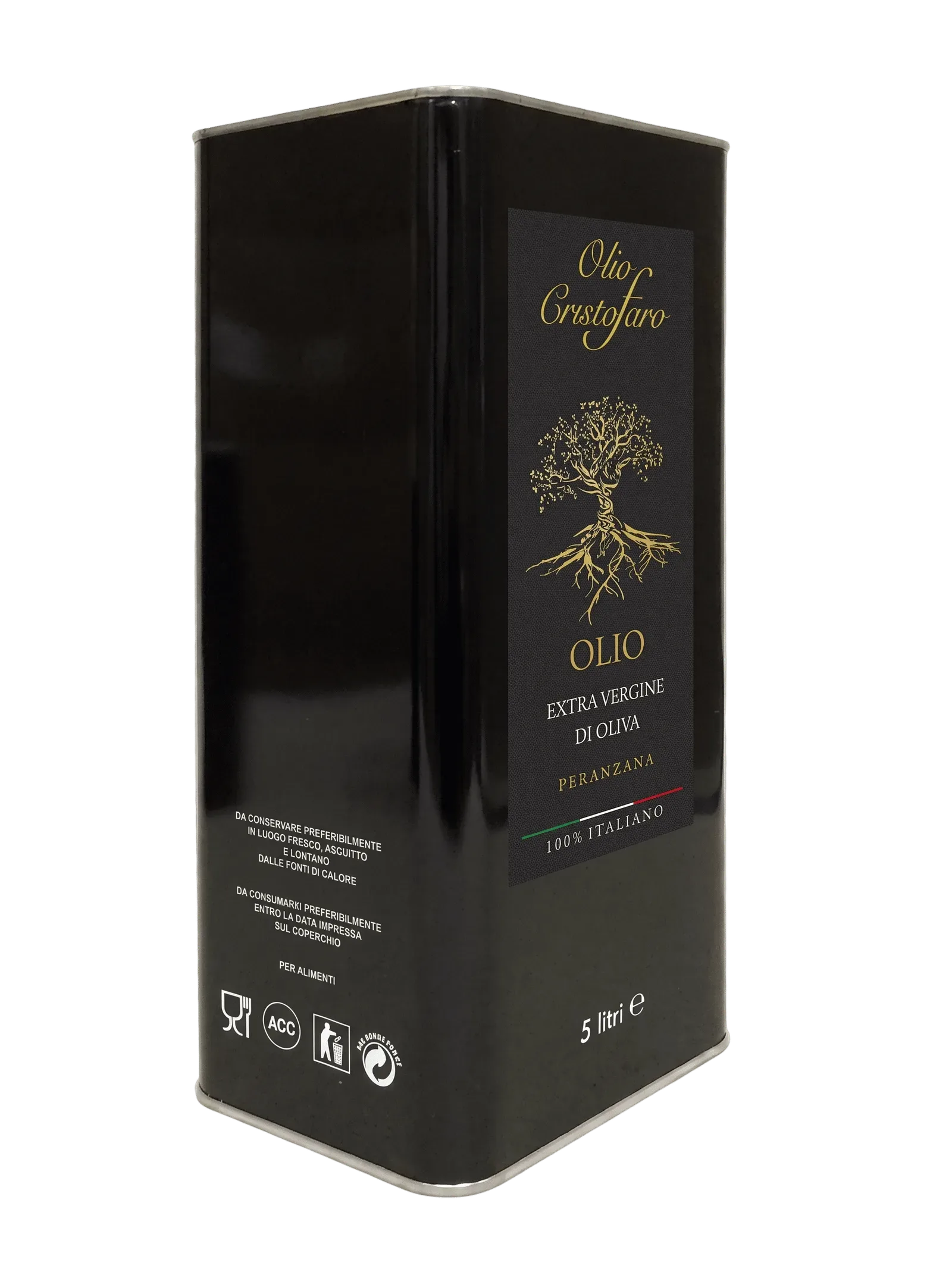 Olio Cristofaro, bidon de 5 litres d'huile d'olive vierge extra biologique